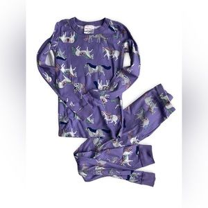 Hanna Anderson Pajamas Top/Pants in Purple Horse Print, Size 8, 100% Cotton